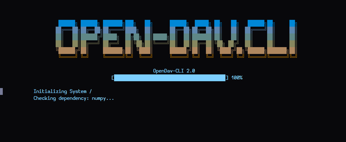 OpenDAV Terminal Splash Screen
